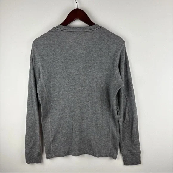 Express Mens 90s Y2K Thermal Long Gray Lion Sleeve Shirt Casual Loungewear Small - Picture 3 of 5